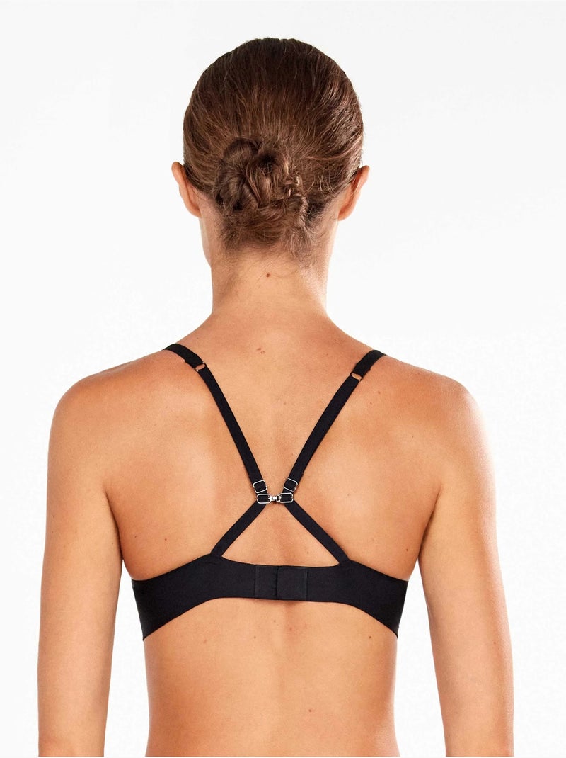 Sujetador push-up +2 con aro, foam y opción espalda cruzada Negro - Kiabi