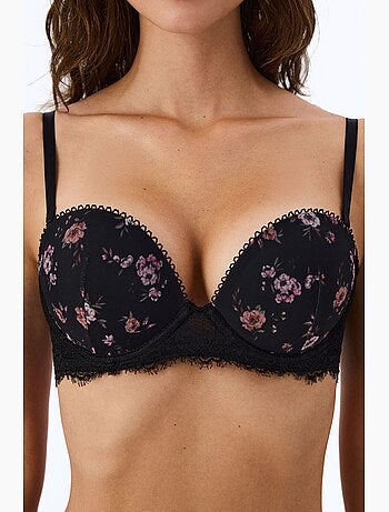 Sujetador push-up acolchado con estampado de corazones y flores penti