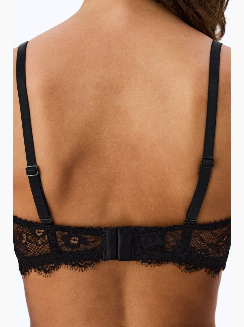 Sujetador push-up acolchado con estampado de corazones y flores penti Negro - Kiabi