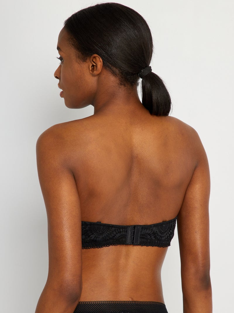 Sujetador push-up bandeau de encaje Negro - Kiabi