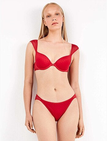 Sujetador push-up con aro, foam y tirante manga, en tul plumetti