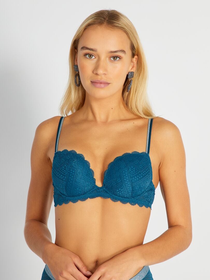 Sujetador push up de encaje - azul oscuro - Kiabi - 15.00€