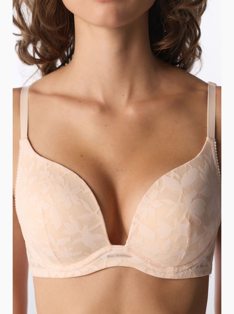 Sujetador push-up floral denso y claro penti Beige arcilla - Kiabi