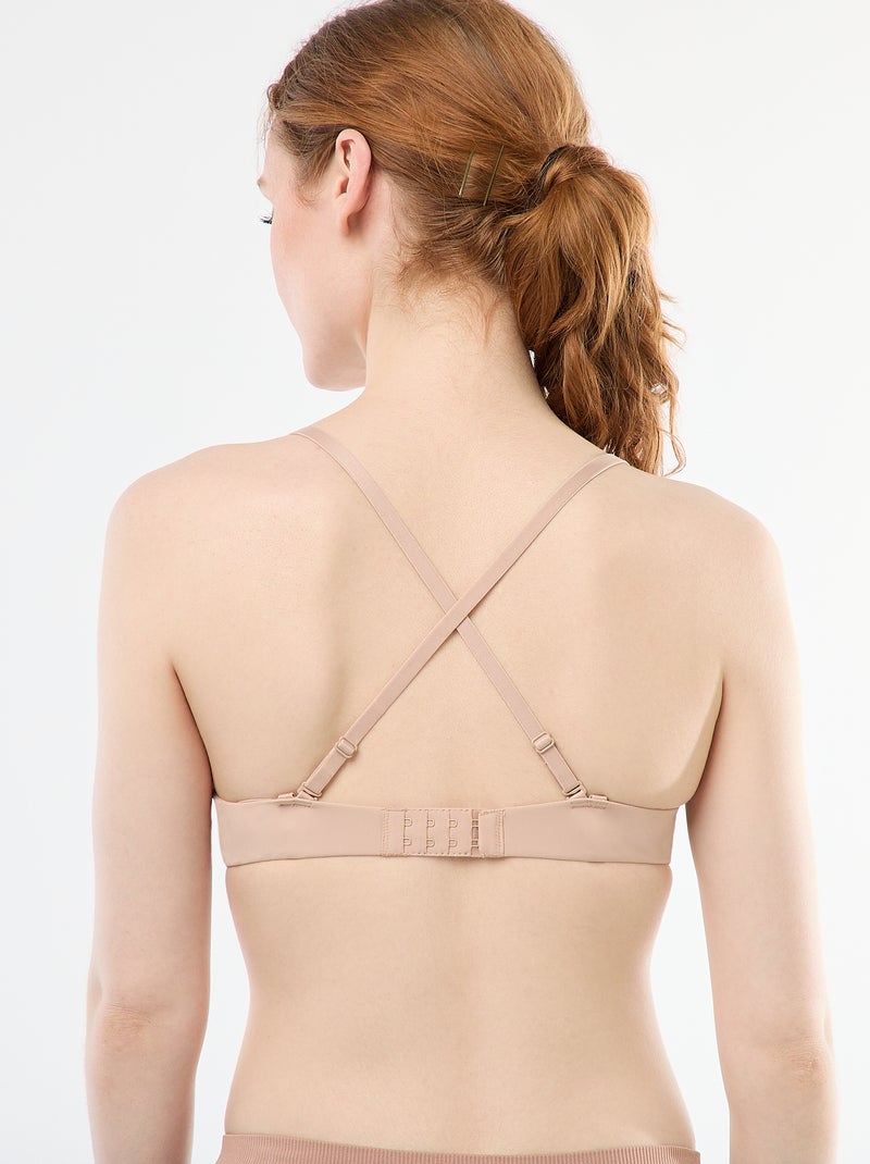 Sujetador push-up invisible de microfibra Rosa - Kiabi