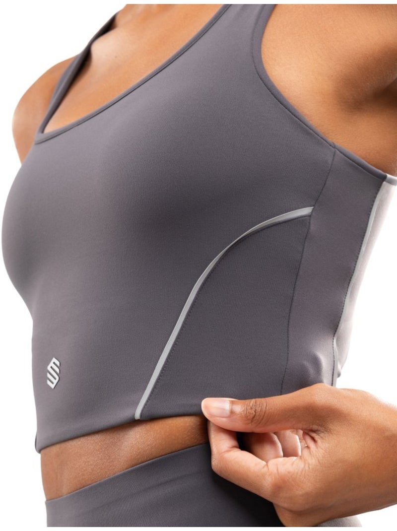 Sujetador running mujer mujer angkor dark gray Blanco Gris - Kiabi