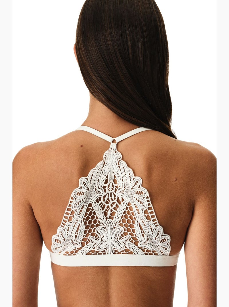 Sujetador triangular con espalda de crochet penti Blanco - Kiabi