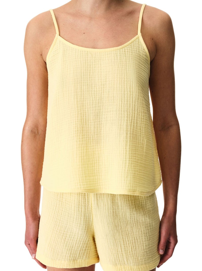 Sunny day conjunto de pijama de muselina de algodón con short penti Amarillo limón - Kiabi