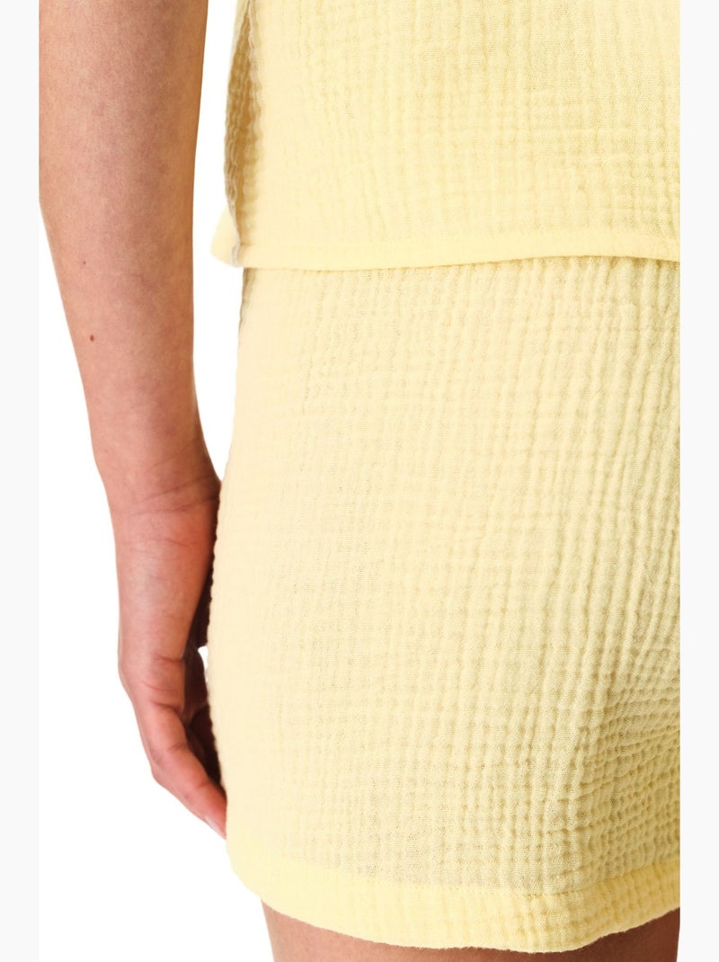 Sunny day conjunto de pijama de muselina de algodón con short penti Amarillo limón - Kiabi