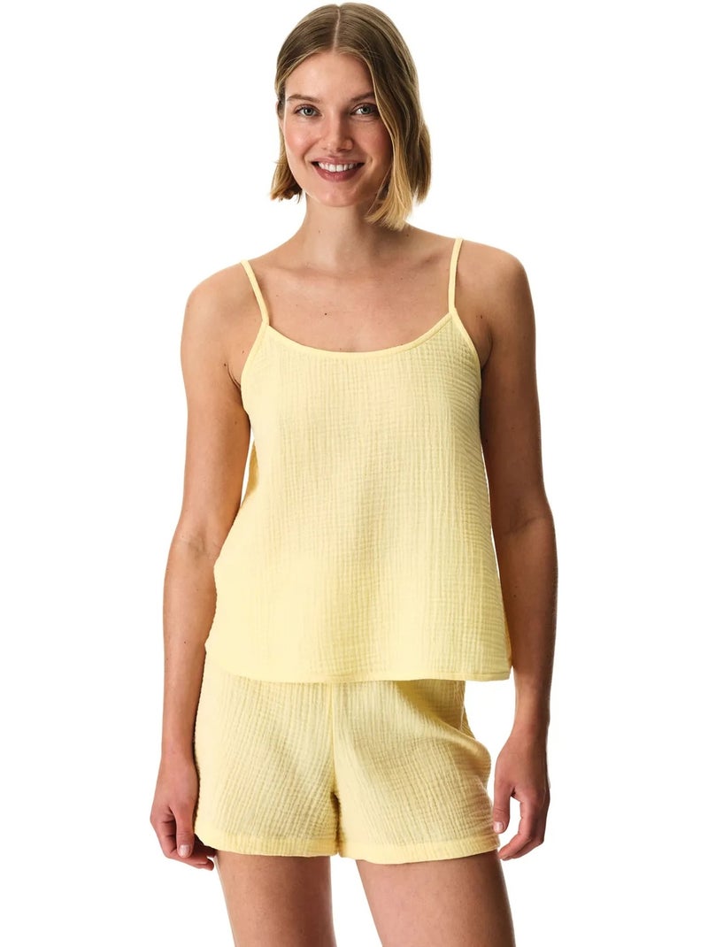 Sunny day conjunto de pijama de muselina de algodón con short penti Amarillo limón - Kiabi