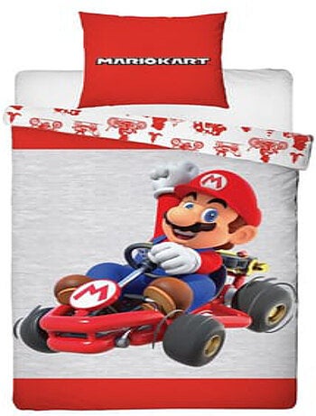 Super Mario Bros, Juego de sábanas infantil reversible, Mario Kart, funda nórdica 140 x 200 cm