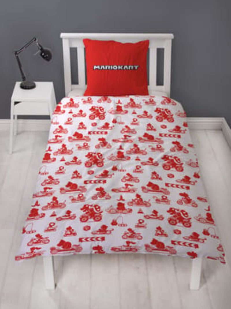 Super Mario Bros, Juego de sábanas infantil reversible, Mario Kart, funda nórdica 140 x 200 cm Rojo - Kiabi