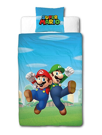 Super Mario, juego de sabanas infantil estampado reversible, MARIO Y LUIGI