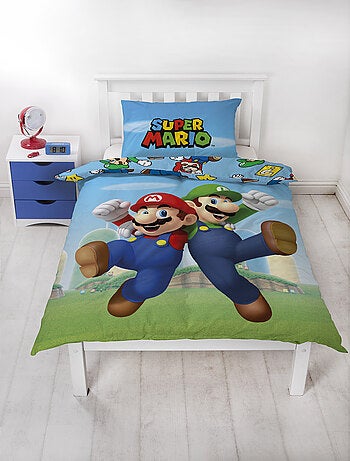 Super Mario, juego de sabanas infantil estampado reversible, MARIO Y LUIGI