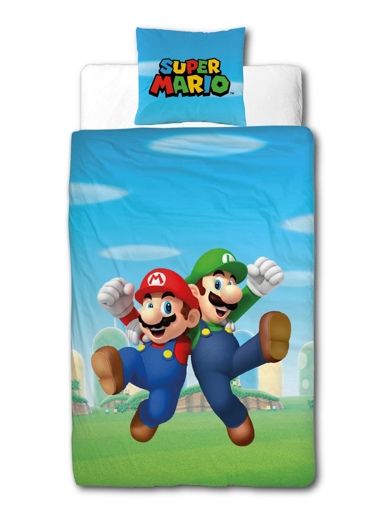 Super Mario, juego de sabanas infantil estampado reversible, MARIO Y LUIGI Azul - Kiabi