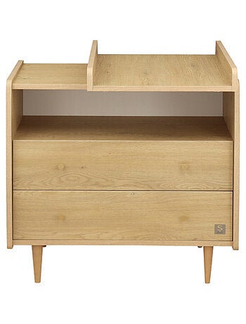 Superficie de cambio deslizante para cómoda de 2 cajones, decoración roble - SAUTHON