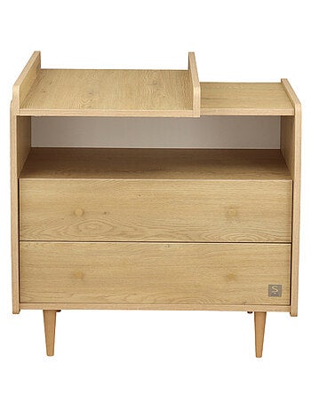 Superficie de cambio deslizante para cómoda de 2 cajones, decoración roble - SAUTHON
