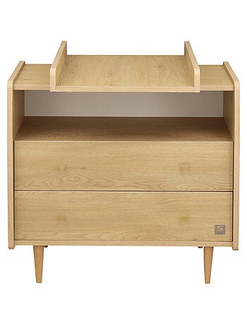 Superficie de cambio deslizante para cómoda de 2 cajones, decoración roble - SAUTHON