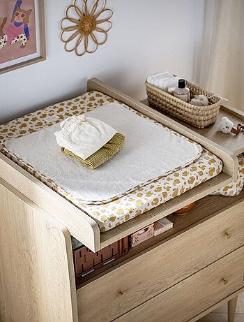 Superficie de cambio deslizante para cómoda de 2 cajones, decoración roble - SAUTHON