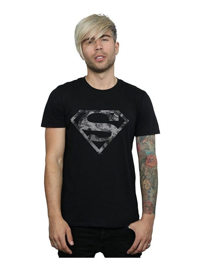 Superman - Camiseta Mármol de Algodón para Hombre Negro - Kiabi