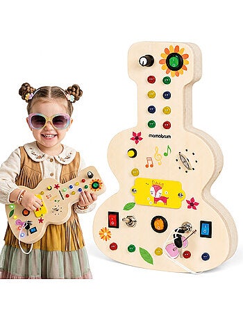 Tabla de actividades madera guitarra led música niños mamabrum