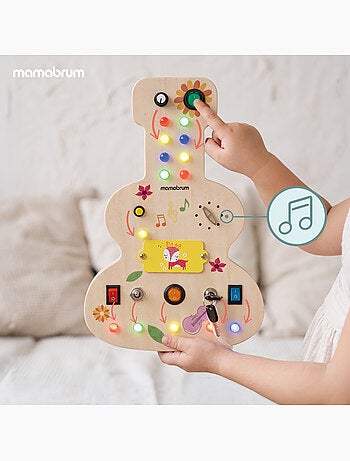 Tabla de actividades madera guitarra led música niños mamabrum