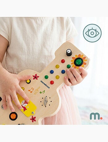 Tabla de actividades madera guitarra led música niños mamabrum