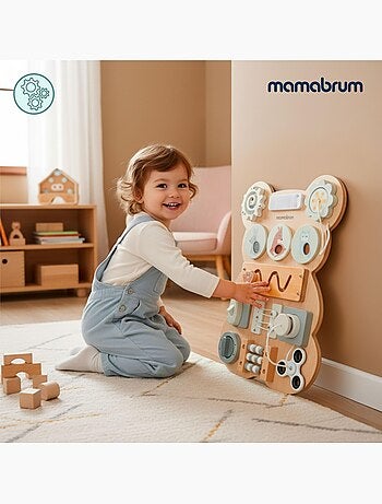 Tabla de actividades madera oso montessori teddy board mamabrum