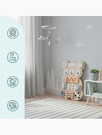 Tabla de actividades madera oso montessori teddy board mamabrum