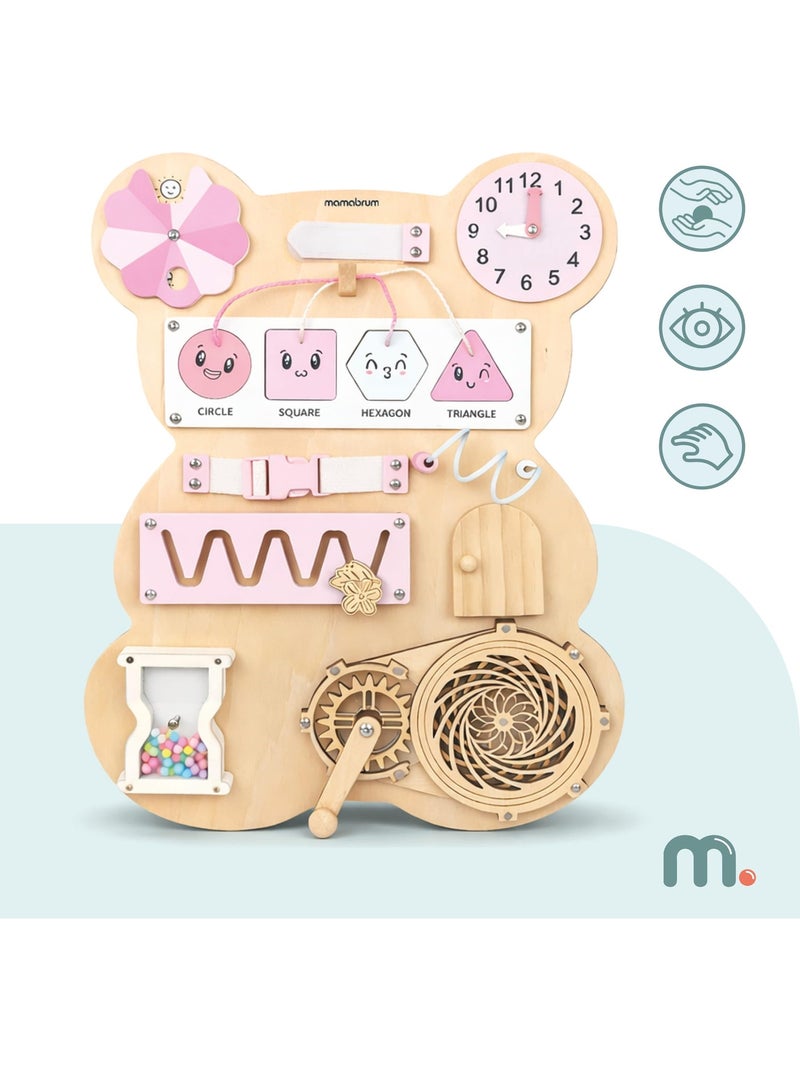 Tabla de actividades madera oso rosa montessori teddy board mamabrum N/D - Kiabi