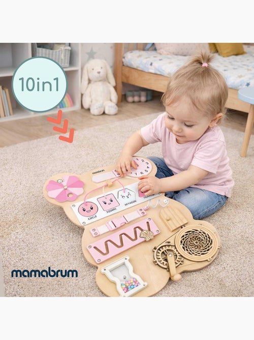 Tabla de actividades madera oso rosa montessori teddy board mamabrum - Kiabi