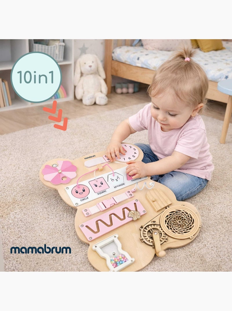 Tabla de actividades madera oso rosa montessori teddy board mamabrum N/D - Kiabi