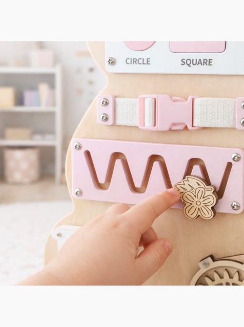 Tabla de actividades madera oso rosa montessori teddy board mamabrum - Kiabi