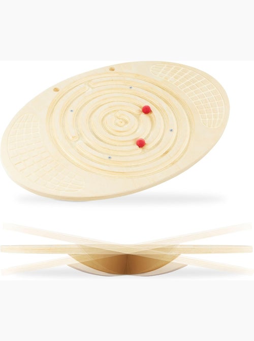 Tabla de equilibrio de madera laberinto bolas niños adultos coordinación - Kiabi