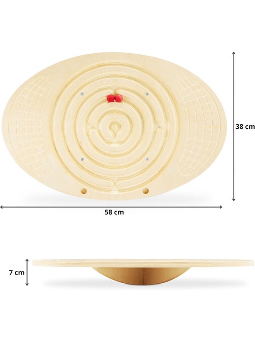 Tabla de equilibrio de madera laberinto bolas niños adultos coordinación - Kiabi