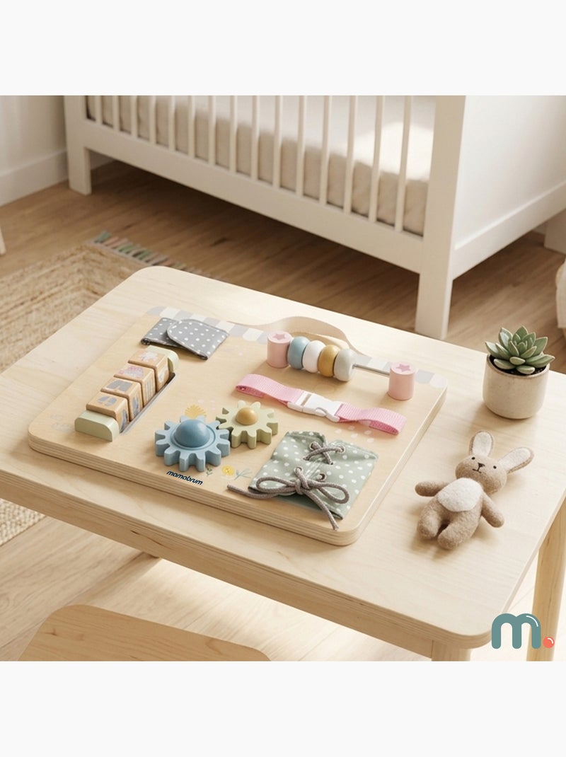 Tablero de actividades madera granja 30x24cm 6 funciones engranajes mamabrum N/D - Kiabi