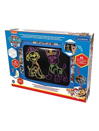 Tablero de dibujo luminoso paw patrol neon con rotuladores y plantillas