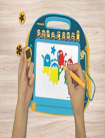 Tablero de dibujo magnético multicolor Minions con accesorios Formato A5
