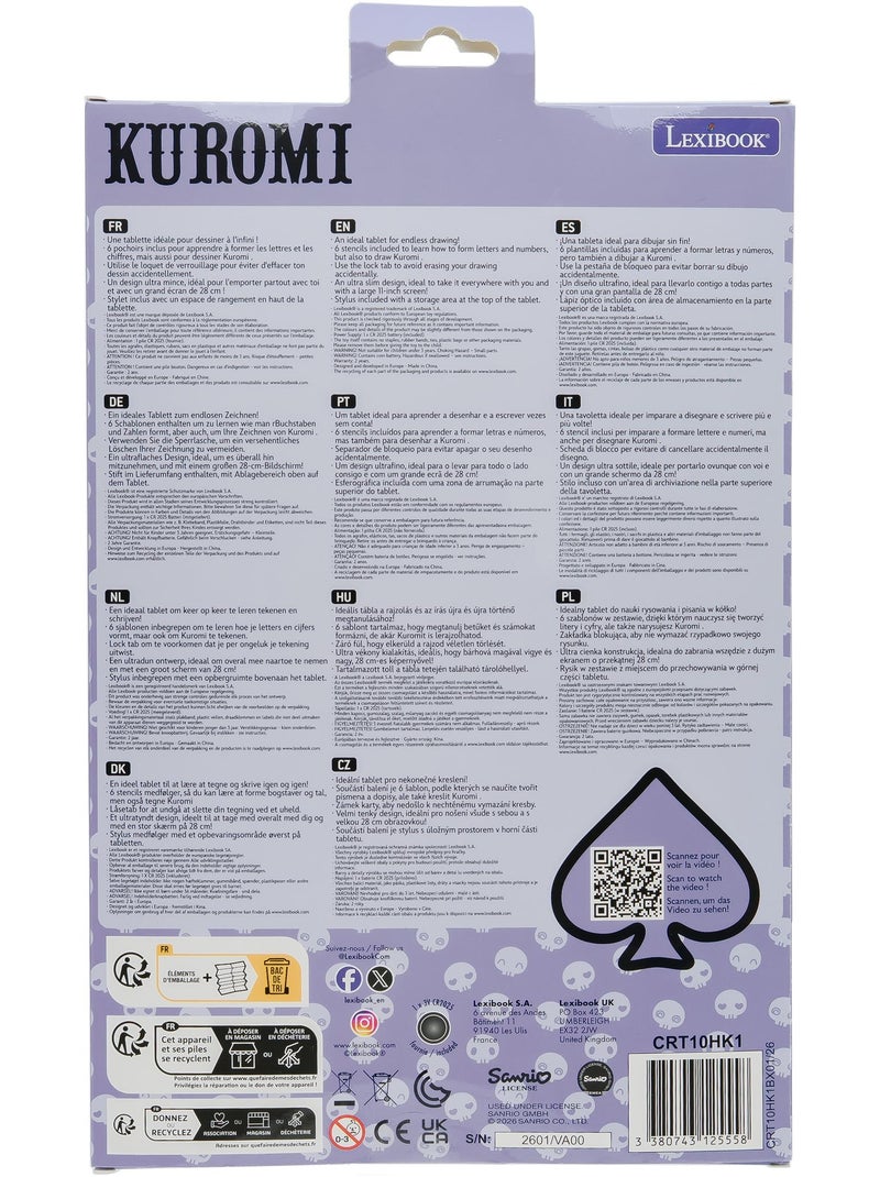 Tableta de escritura e-ink kuromi 11’’ multicolor con plantillas N/D - Kiabi