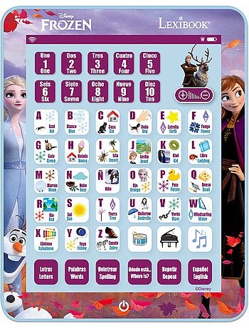 Tableta educativa parlante bilingüe congelada para aprender letras y números en inglés y español