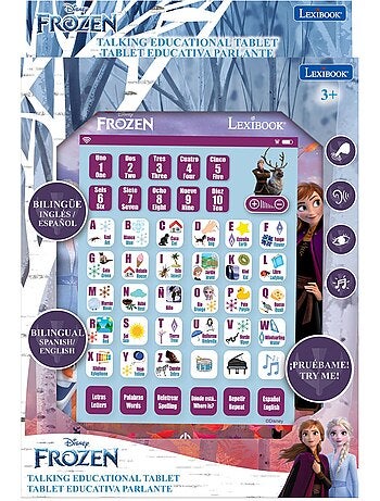 Tableta educativa parlante bilingüe congelada para aprender letras y números en inglés y español