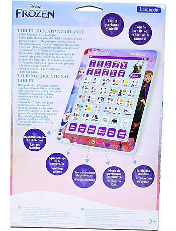 Tableta educativa parlante bilingüe congelada para aprender letras y números en inglés y español