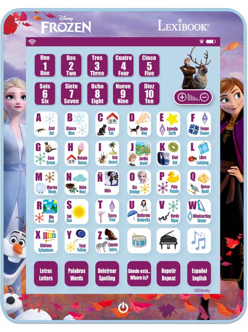 Tableta educativa parlante bilingüe congelada para aprender letras y números en inglés y español - Kiabi Tableta educativa parlante bilingüe congelada para aprender letras y números en inglés y español - Kiabi