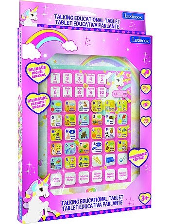 Tableta educativa parlante bilingüe Unicornio para aprender letras y números en inglés y español