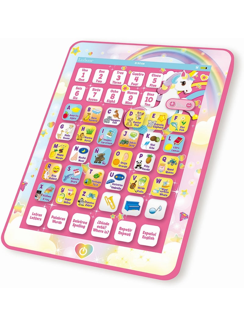 Tableta educativa parlante bilingüe Unicornio para aprender letras y números en inglés y español Rosa - Kiabi