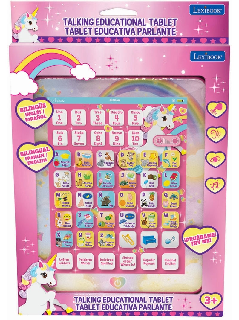 Tableta educativa parlante bilingüe Unicornio para aprender letras y números en inglés y español Rosa - Kiabi