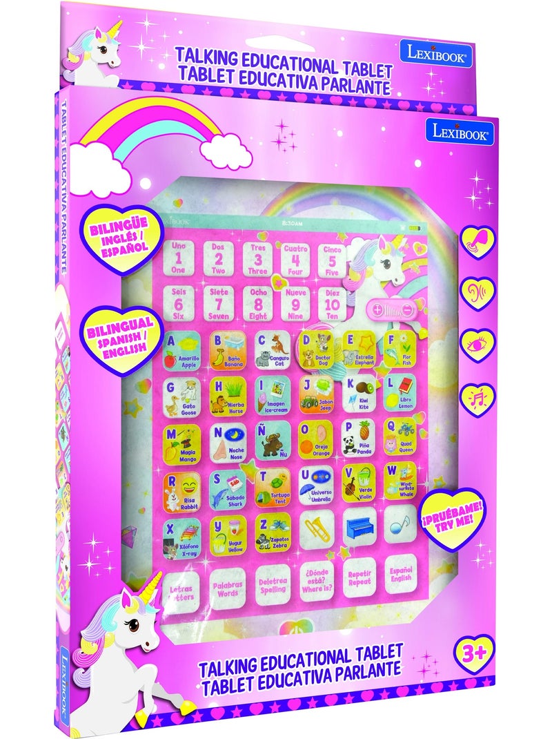 Tableta educativa parlante bilingüe Unicornio para aprender letras y números en inglés y español Rosa - Kiabi