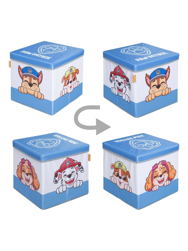 Taburete cubo de almacenamiento en tela para habitación infantil - 'Roba Paw Patrol' Azul Multicolor Blanco - Kiabi