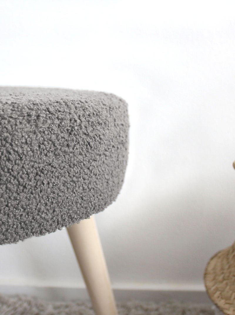 Taburete redondo rizado Gris - Kiabi