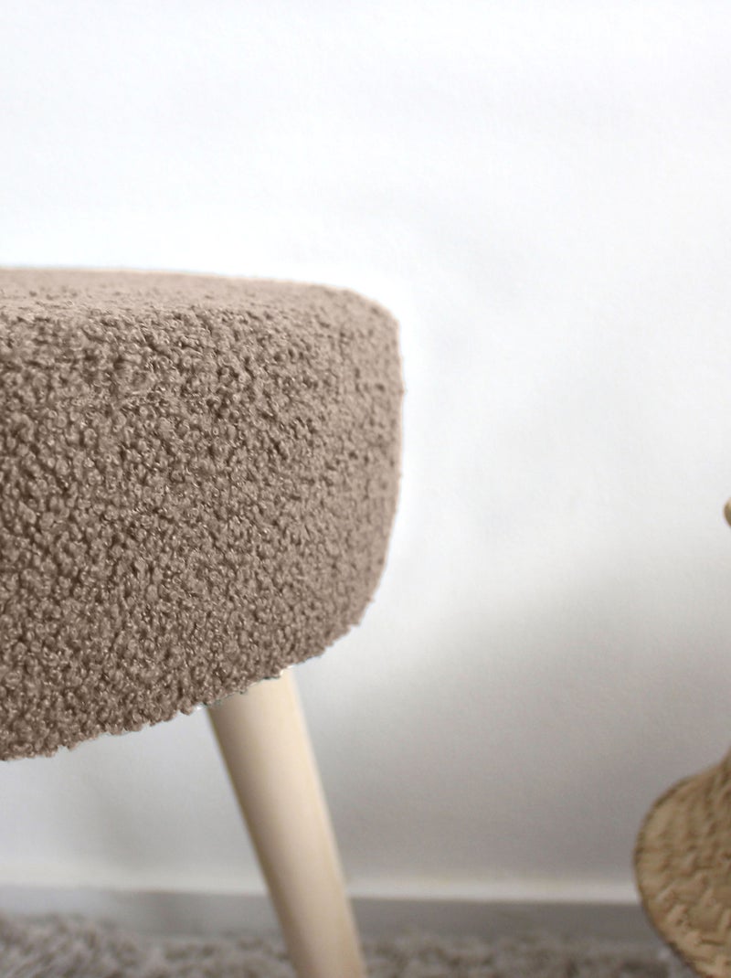 Taburete redondo rizado Taupe - Kiabi