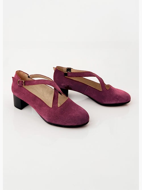 Tacones anchos de piel confort - afibel - Kiabi